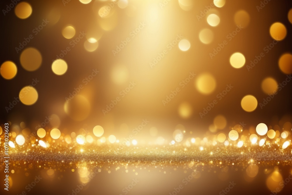 Golden Christmas lights with a glowing bokeh effect and abstract for holiday background Golden Christmas lights with a glowing bokeh effect and abstract for holiday background