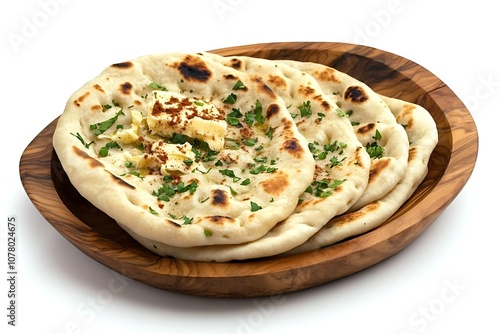  nan bread served in a plate, isolated