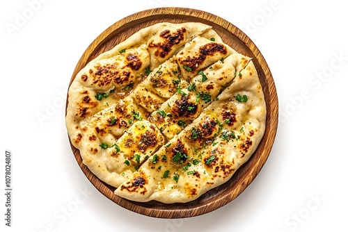  nan bread served in a plate, isolated photo