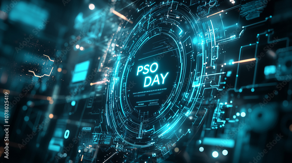 Exploring the futuristic digital landscape on PSO Day featuring vibrant blue circuitry and holographic designs. Exploring the futuristic digital landscape on PSO Day featuring vibrant blue circuitry and holographic designs.