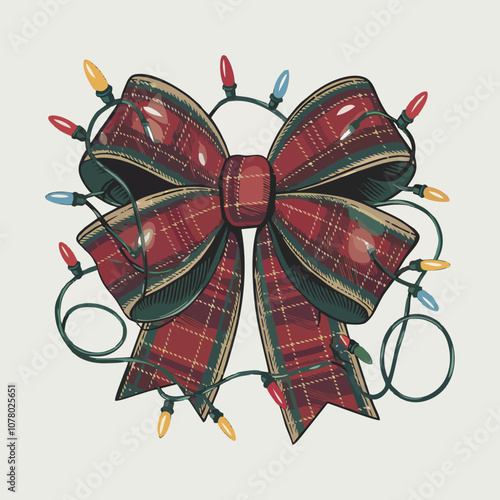 Bow Tie Christmas Illustration Draw