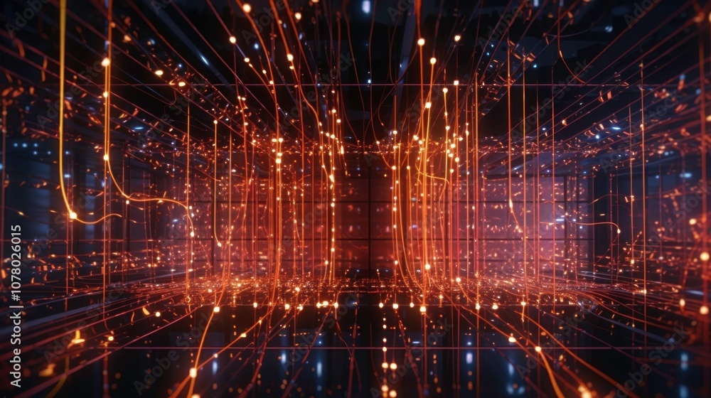 Fototapeta premium Abstract Digital Network with Glowing Lines