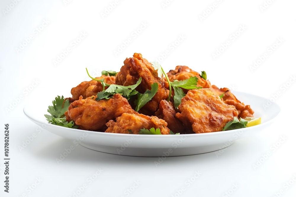 Fried spicy chicken wings isolated on white background. Fried spicy chicken wings isolated on white background.