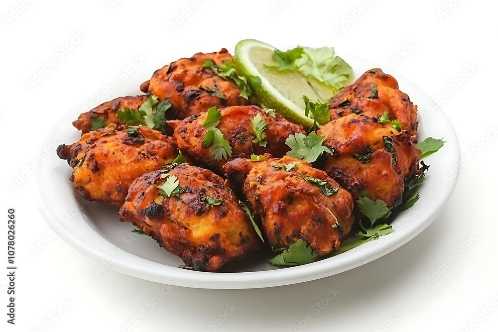 Fried spicy chicken wings isolated on white background. Fried spicy chicken wings isolated on white background.