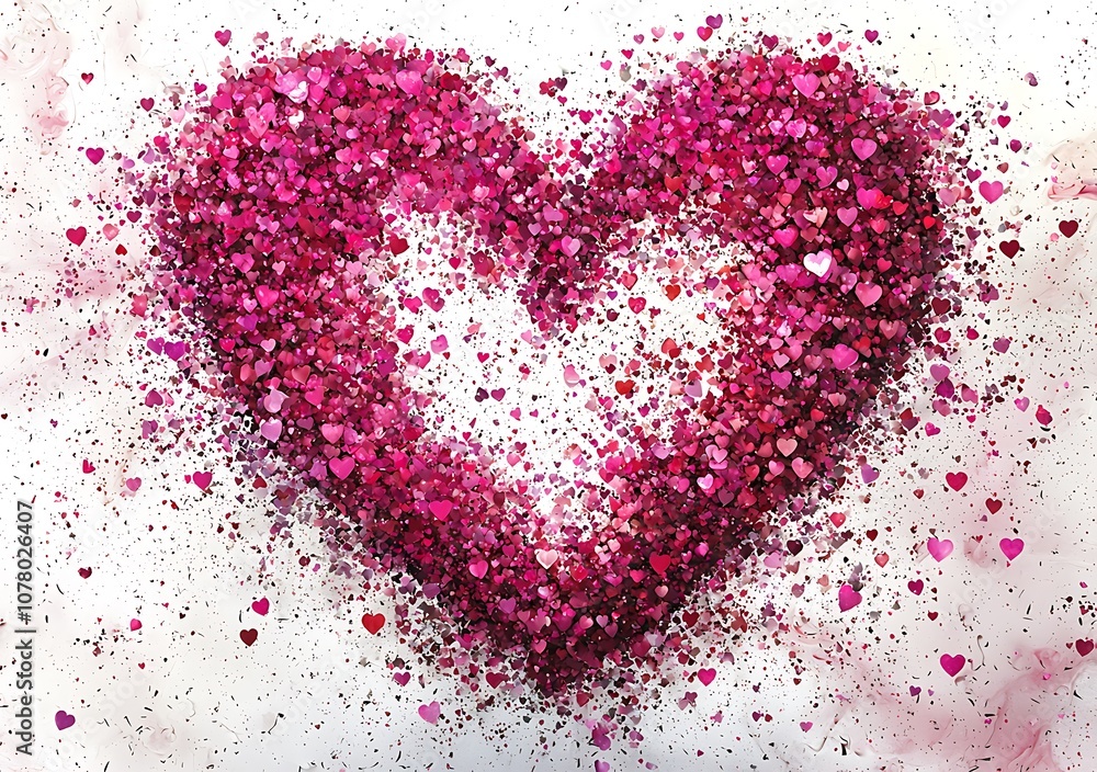 Abstract pink and red heart-shaped confetti frame Abstract pink and red heart-shaped confetti frame