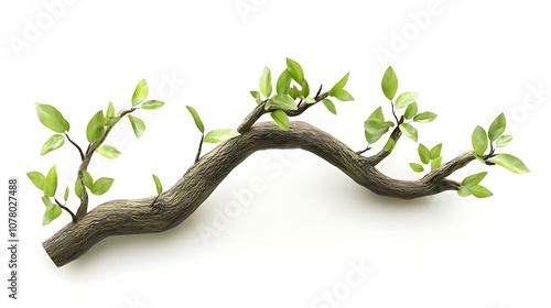 Green Branch Isolated on White Background