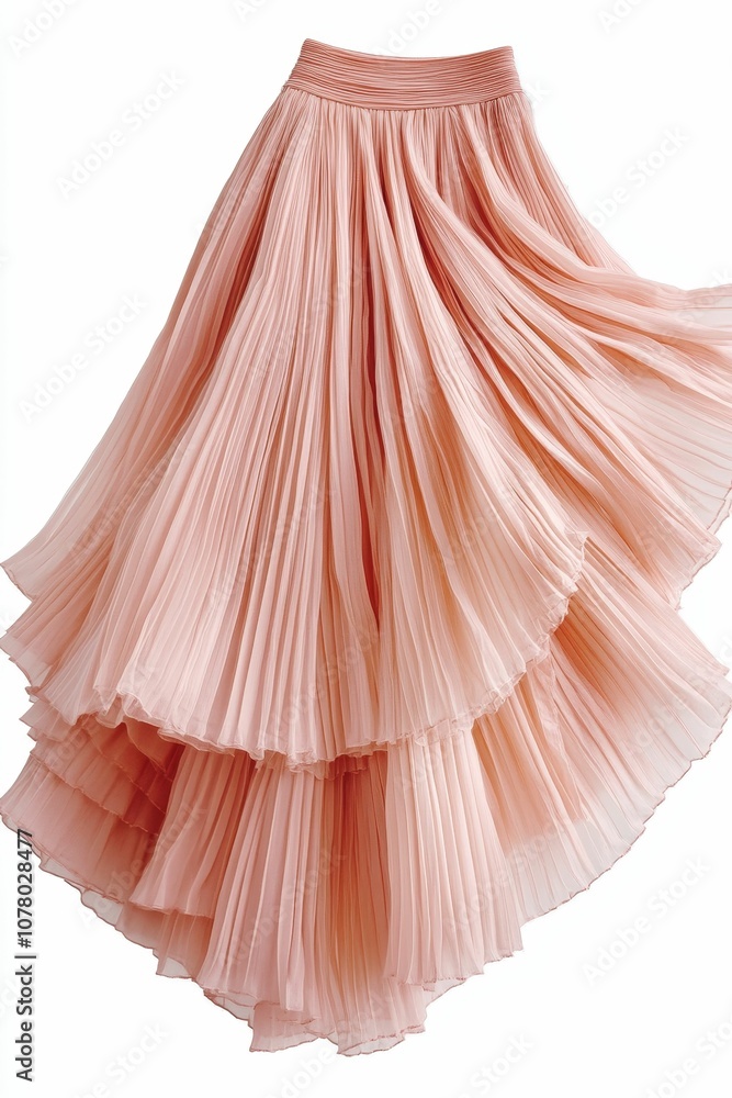 Pink pleated skirt, layered and flowing. Pink pleated skirt, layered and flowing.