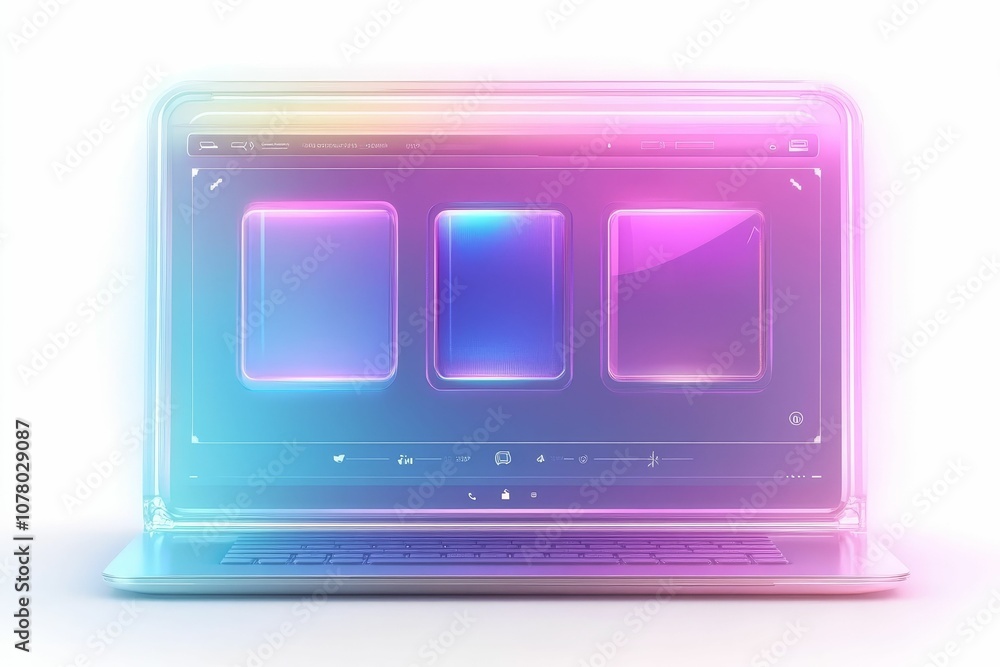 A futuristic laptop with a vibrant color scheme. A futuristic laptop with a vibrant color scheme.