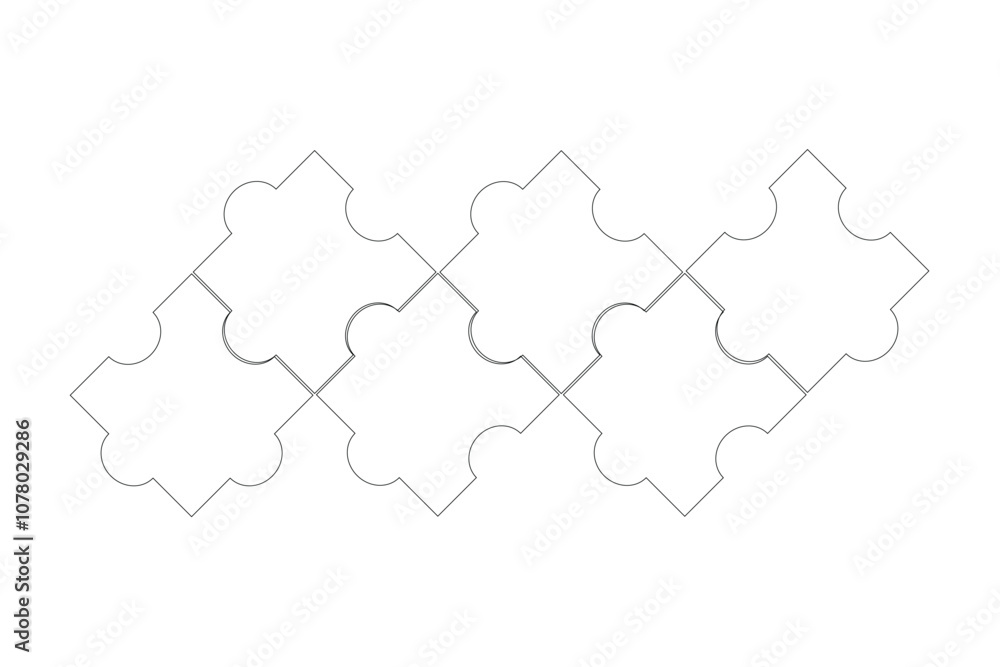 Puzzle pieces vector set. Puzzle jigsaw on white background. Set of puzzle pieces. Vector illustration Puzzle pieces vector set. Puzzle jigsaw on white background. Set of puzzle pieces. Vector illustration