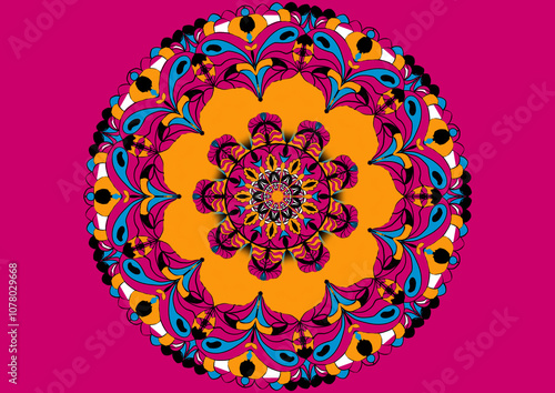 Colorful Mandala line art,beautiful pattern background.