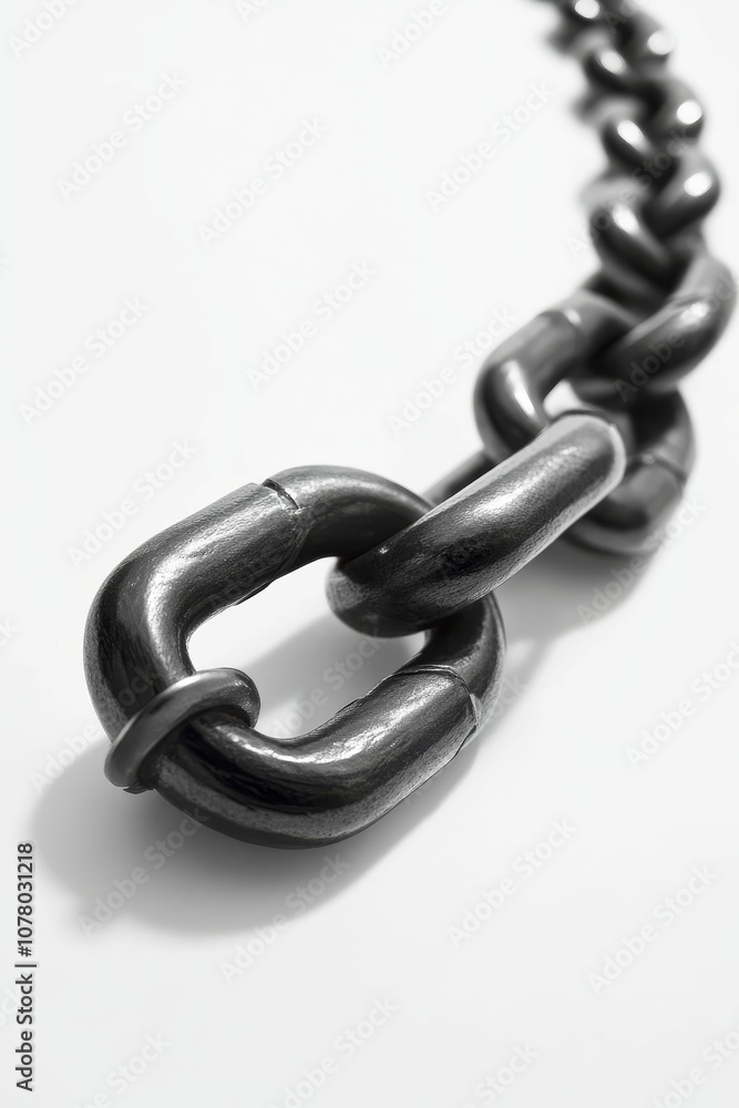Close-up of a metal chain link. Close-up of a metal chain link.