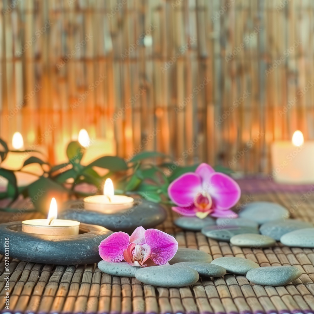 Zen like background for spa with candles flowers Zen like background for spa with candles flowers