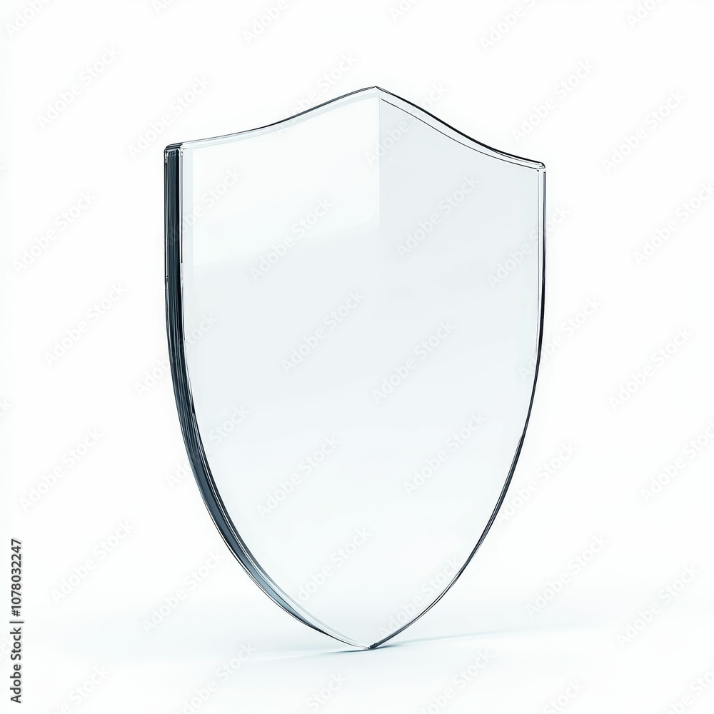 A transparent shield on a white background. A transparent shield on a white background.