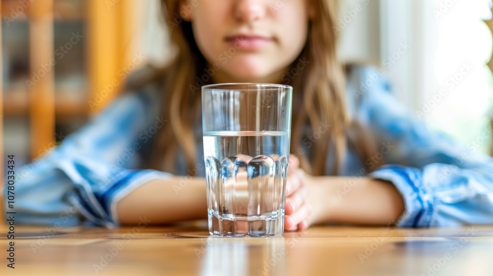 A person contemplates their thoughts as they stare at a glass of alcohol placed on a wooden table in a softly lit room A person contemplates their thoughts as they stare at a glass of alcohol placed on a wooden table in a softly lit room
