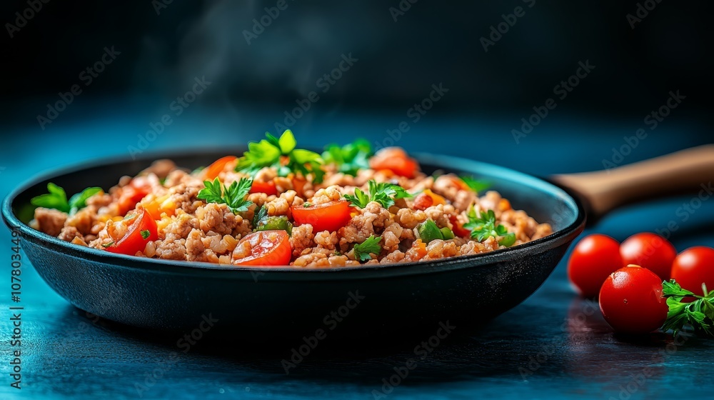 Delicious and healthy salad bowl with fresh tomatoes, vibrant vegetables, aromatic herbs Delicious and healthy salad bowl with fresh tomatoes, vibrant vegetables, aromatic herbs