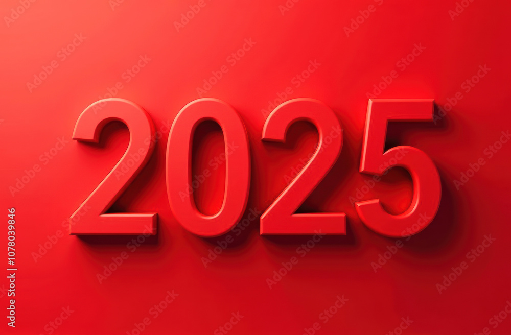 Vibrant 2025 numbers on a bold red background for modern design concepts Vibrant 2025 numbers on a bold red background for modern design concepts