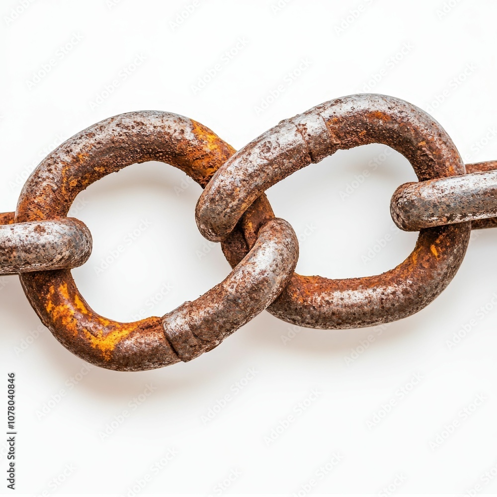 Fototapeta premium Two rusty metal chain links.