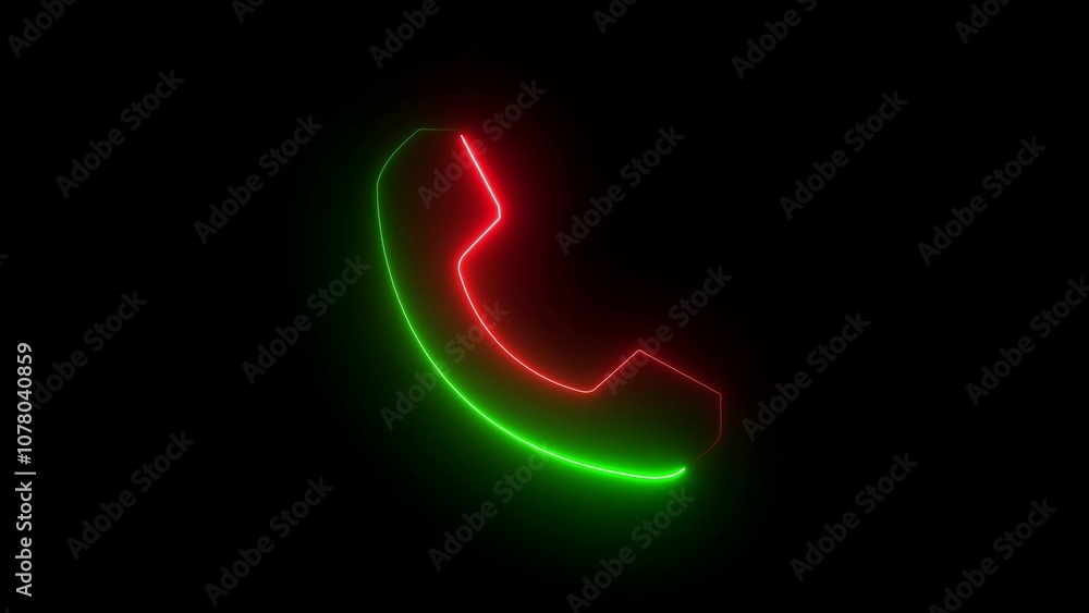 glowing neon phone call icon illustration with red and green color. glowing neon phone call icon illustration with red and green color.