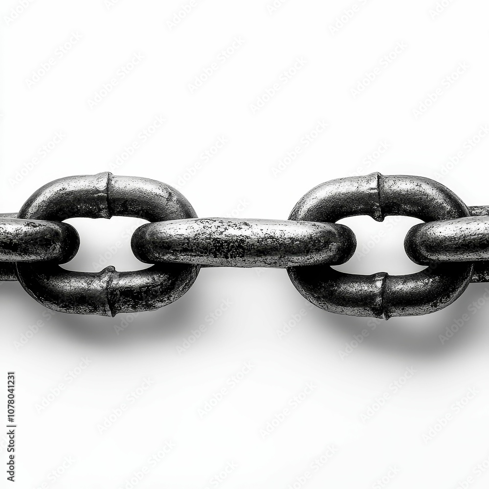 Fototapeta premium Metal chain links on white background.