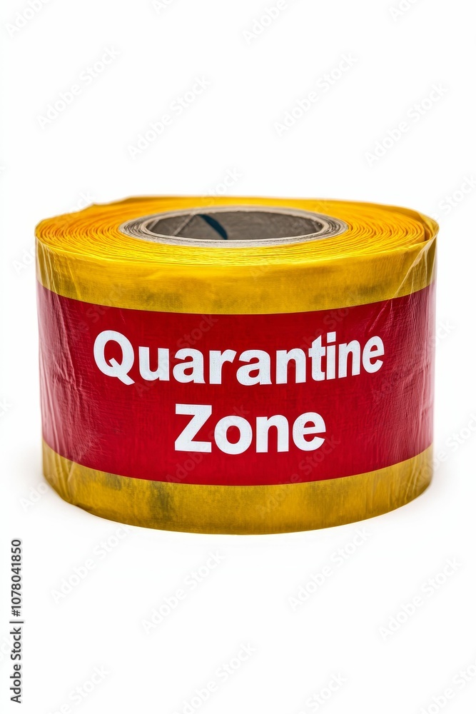 Yellow and red roll of caution tape labeled Yellow and red roll of caution tape labeled