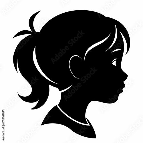 Silhouette of a young girl's profile with ponytail, emphasizing innocence and simplicity