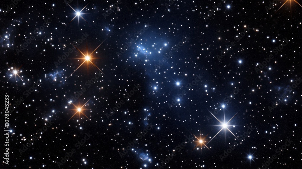 A starry sky with many stars and one of them is yellow A starry sky with many stars and one of them is yellow