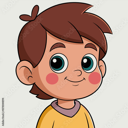 Colorful cartoon illustration of a happy kid in profile view. The child is smiling and looks cheerful.