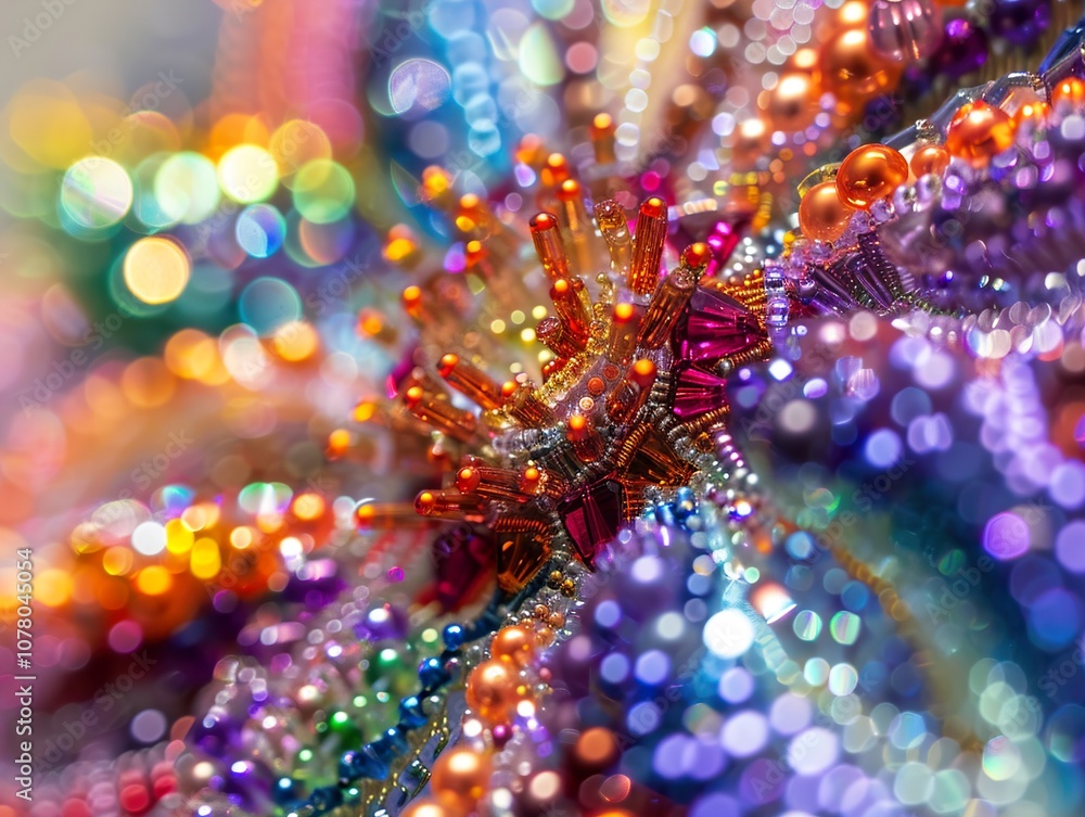 Close-up of Colorful Beaded Art: A Detailed Look at Handmade Jewelry Close-up of Colorful Beaded Art: A Detailed Look at Handmade Jewelry