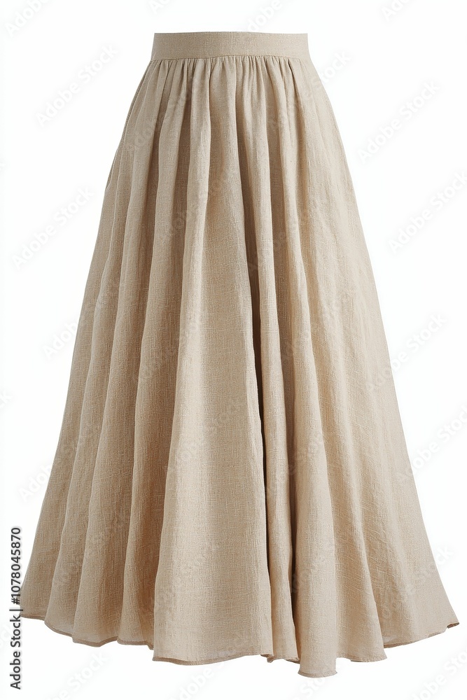 Beige pleated skirt on white background. Beige pleated skirt on white background.