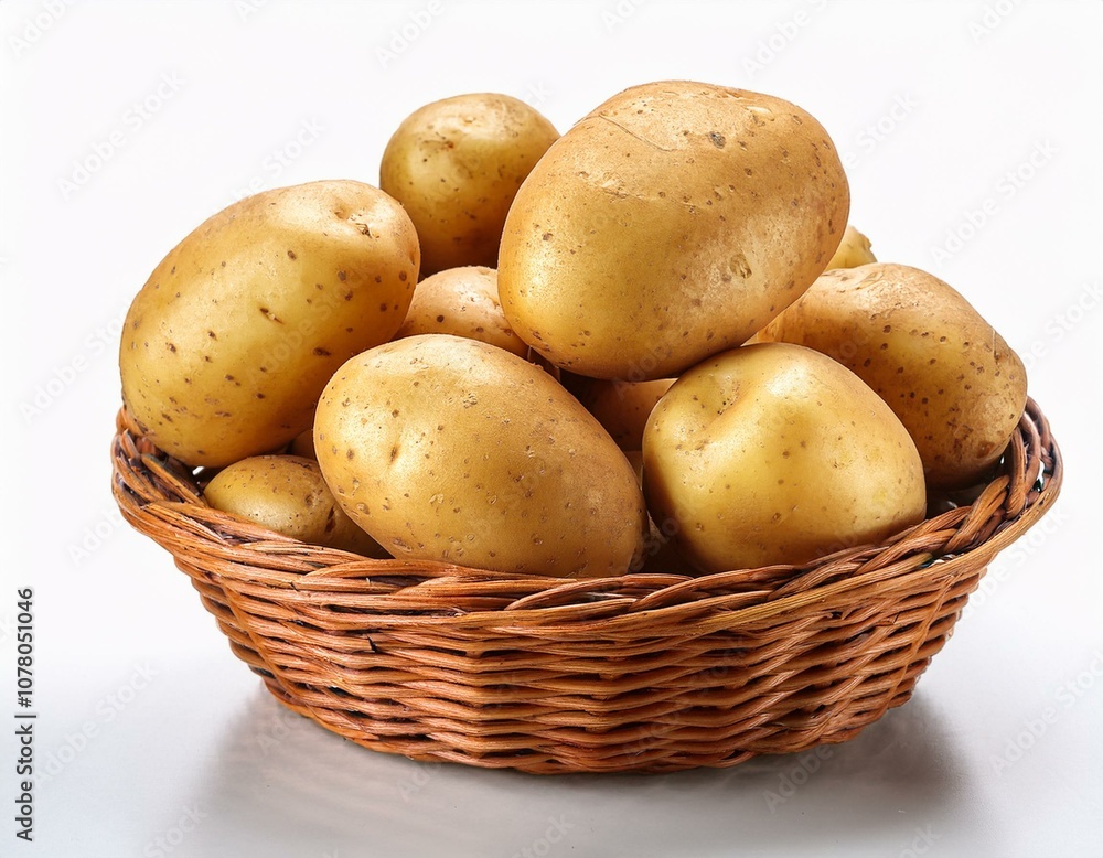 Fresh Potatoes in a Basket Isolated on white background Fresh Potatoes in a Basket Isolated on white background