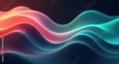 Wallpaper Mural Sapphire, peach, emerald, and rose tones form graceful arcs on a dark background, creating a serene, abstract gradient in Substance Painter style. Torontodigital.ca