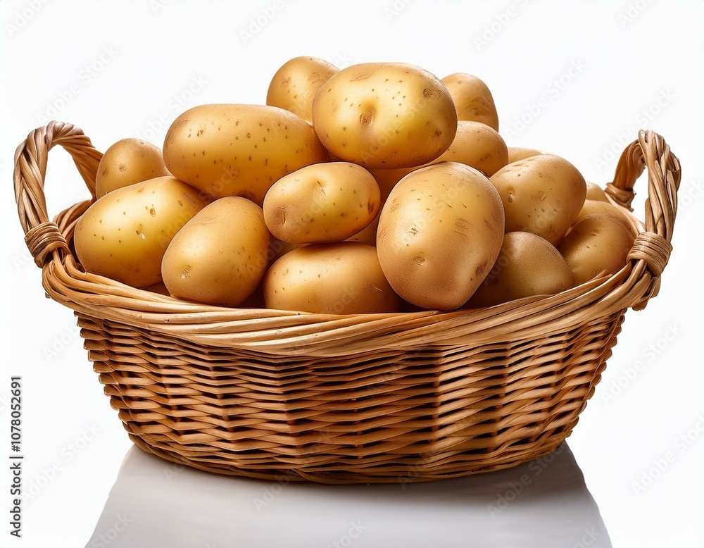 Fresh Potatoes in a Basket Isolated on white background Fresh Potatoes in a Basket Isolated on white background