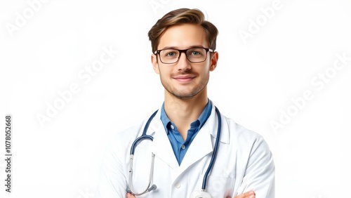 Professional Young Doctor Portrait - Ideal for Medical Websites, Advertising, and Healthcare Branding