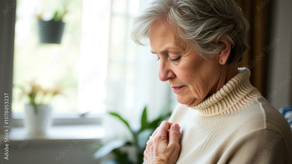 Reflective Senior Woman Gazing Out Window, Embodying Serenity and Wisdom, Perfect for Inspirational and Motivational Content Reflective Senior Woman Gazing Out Window, Embodying Serenity and Wisdom, Perfect for Inspirational and Motivational Content