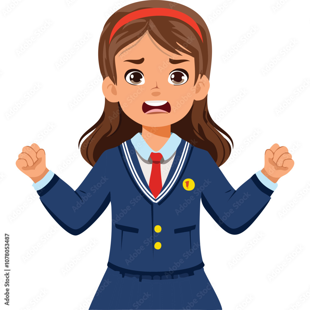 Portrait of angry girl wearing school uniform
