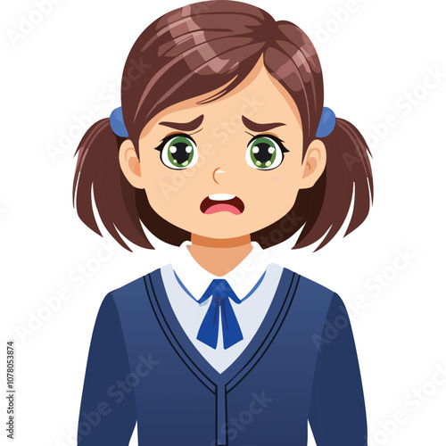 Portrait of angry girl wearing school uniform