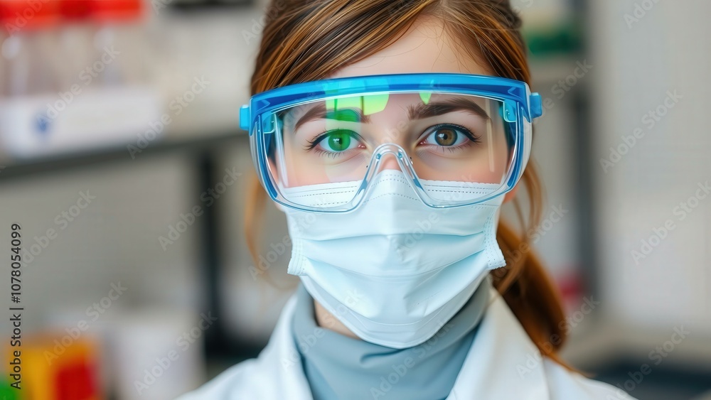 Professional Scientist in Lab Coat and Safety Gear, Perfect for Medical and Science Education Materials Professional Scientist in Lab Coat and Safety Gear, Perfect for Medical and Science Education Materials