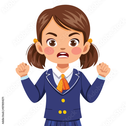 Portrait of angry girl wearing school uniform