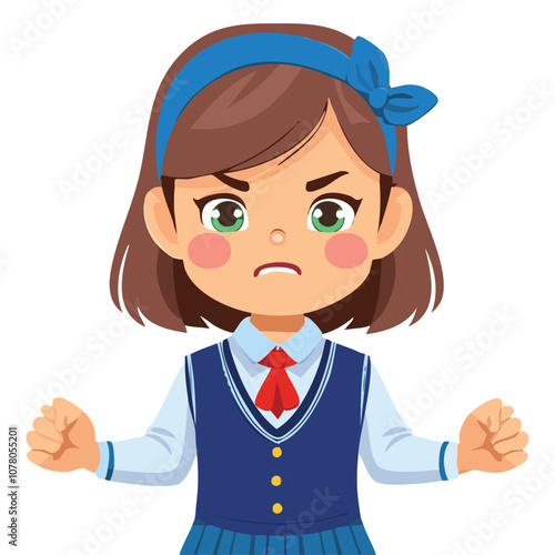 Portrait of angry girl wearing school uniform