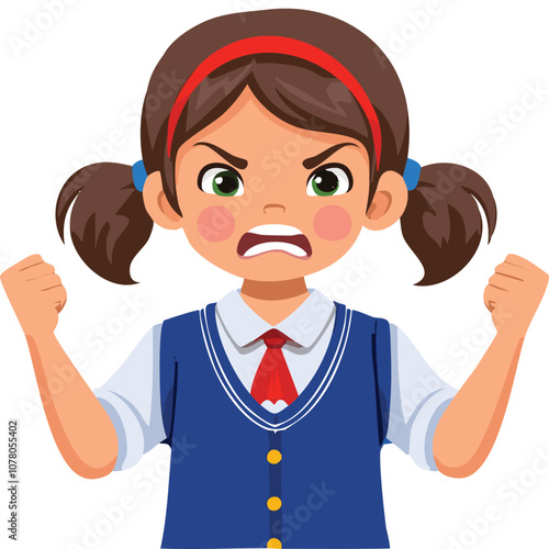 Portrait of angry girl wearing school uniform