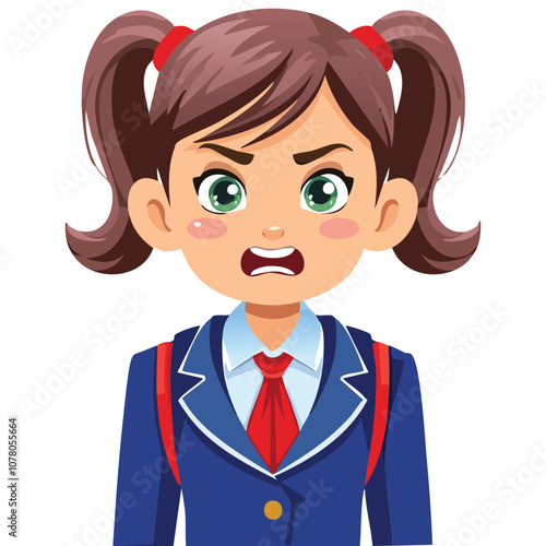 Portrait of angry girl wearing school uniform