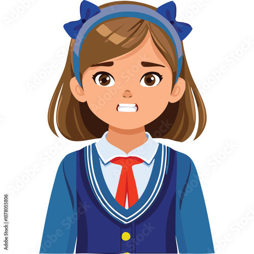 Portrait of angry girl wearing school uniform