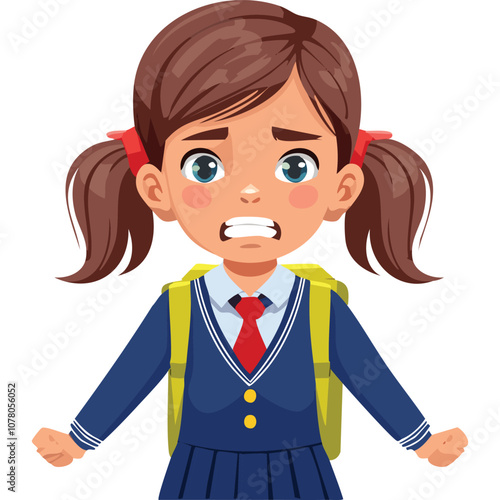 Portrait of angry girl wearing school uniform