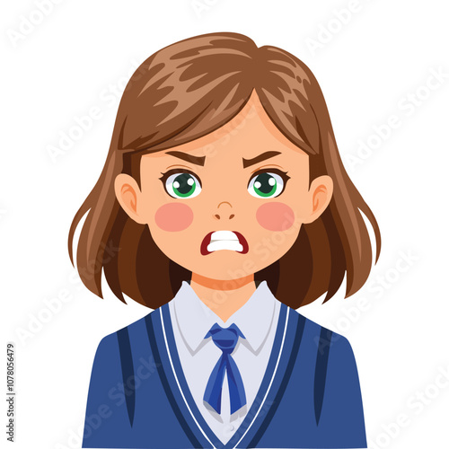 Portrait of angry girl wearing school uniform