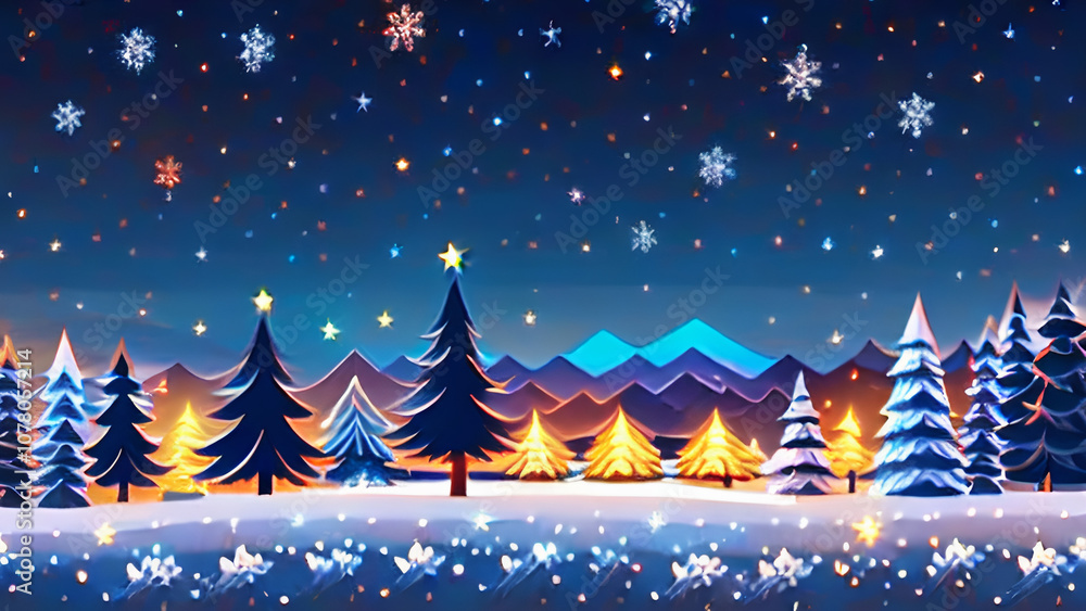 christmas background with trees and snowflakes christmas background with trees and snowflakes