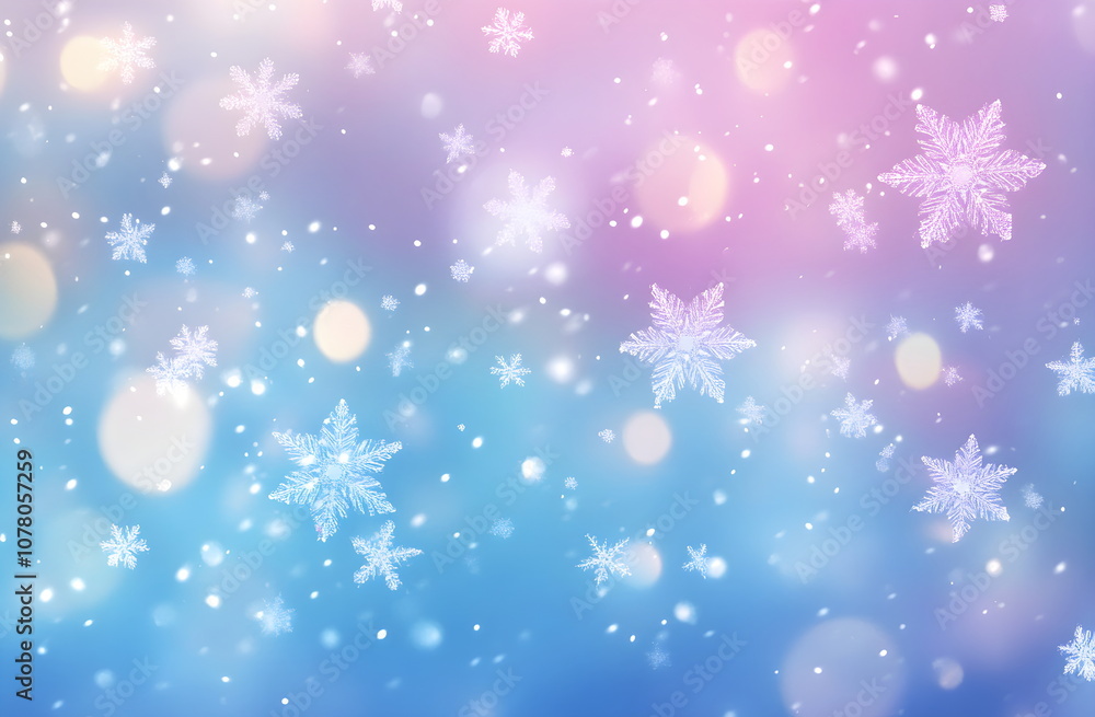 abstract christmas background with falling snoflakes and soft bokeh, cold colors and cozy atmosphere abstract christmas background with falling snoflakes and soft bokeh, cold colors and cozy atmosphere