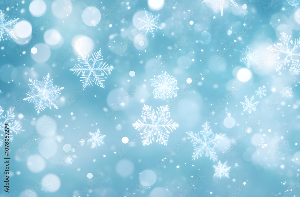 abstract christmas background with falling snoflakes and soft bokeh, cold colors and cozy atmosphere abstract christmas background with falling snoflakes and soft bokeh, cold colors and cozy atmosphere