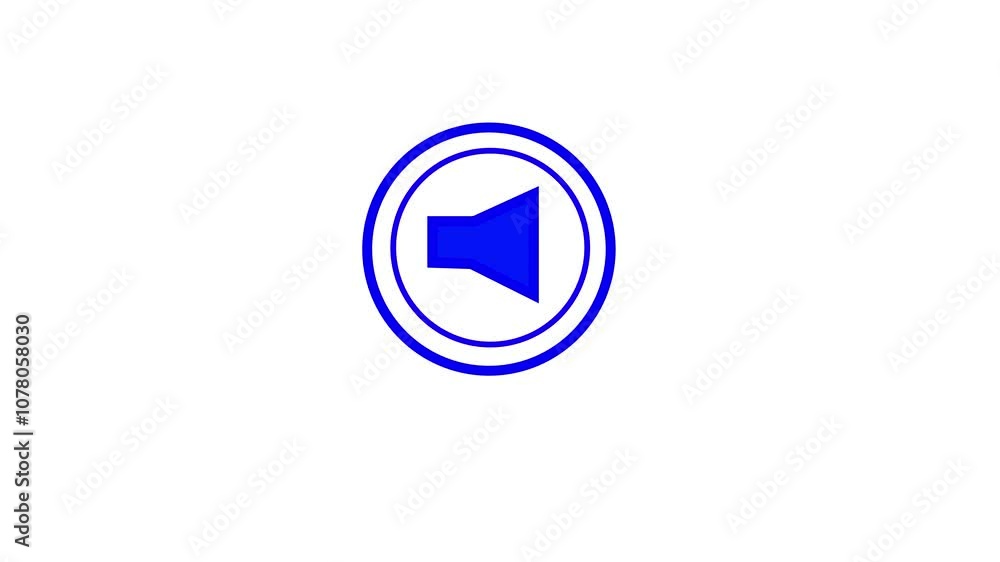 Blue sound icon audio music speech frequency speaker animation and white background. Blue sound icon audio music speech frequency speaker animation and white background.