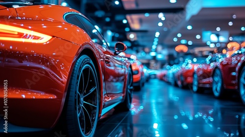 Wallpaper Mural Explore the elegance of luxury cars in a stunning display. Vivid colors attract attention. Experience the thrill of automotive excellence. Generative AI Torontodigital.ca