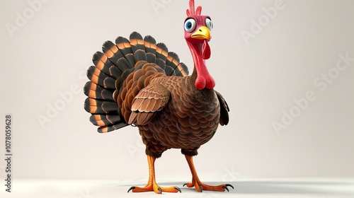  Cartoon Thanksgiving Turkey Isolated on White Background